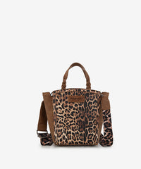Wrangler Western Braided Handle Leopard Tote Bag Brown