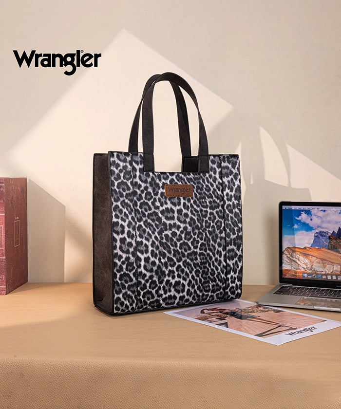 Wrangler Western Leopard Print Tote Bag Black