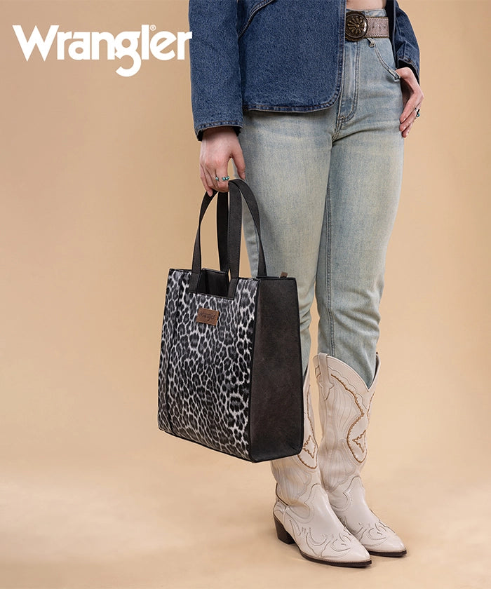 Wrangler Western Leopard Print Tote Bag Black