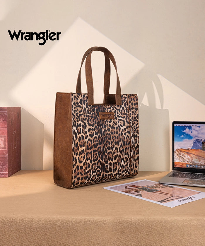 Wrangler Western Leopard Print Tote Bag Brown