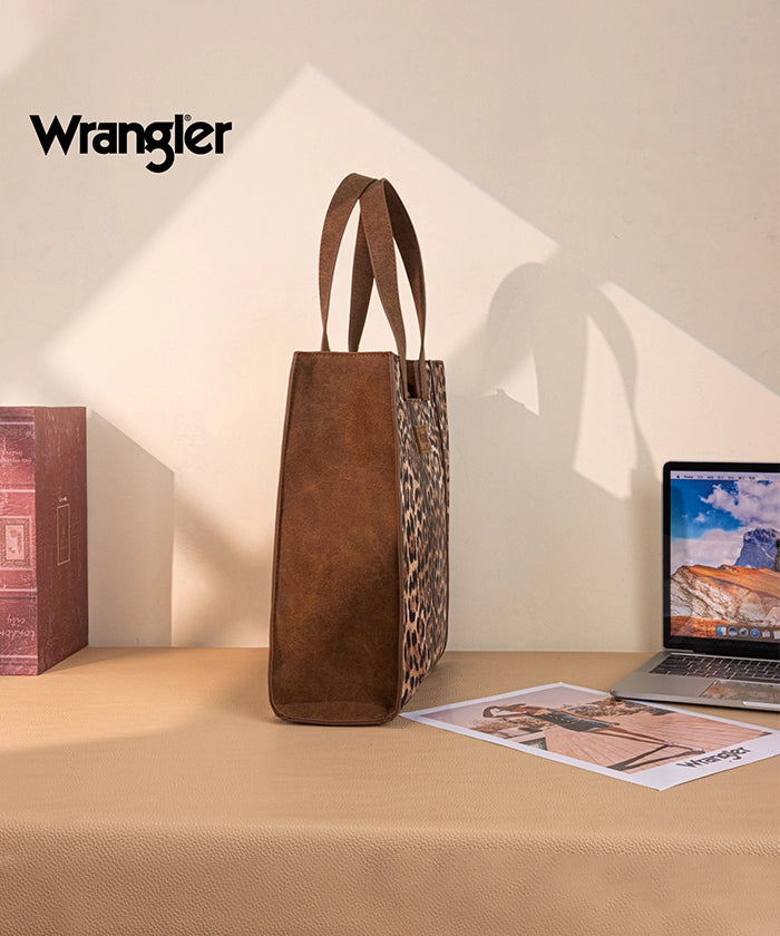 Wrangler Western Leopard Print Tote Bag Brown