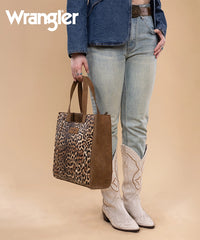 Wrangler Western Leopard Print Tote Bag Brown