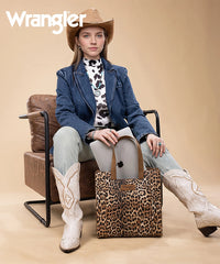Wrangler Western Leopard Print Tote Bag Brown