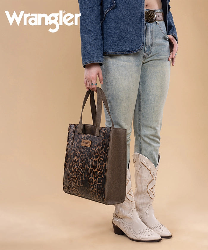 Wrangler Western Leopard Print Tote Bag Coffee
