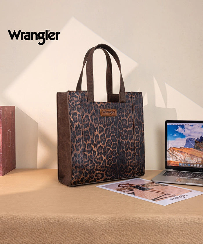 Wrangler Western Leopard Print Tote Bag Coffee