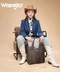 Wrangler Western Leopard Print Tote Bag Coffee
