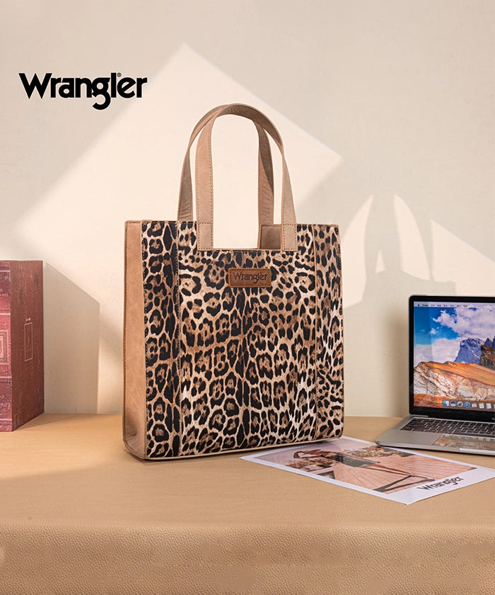 Wrangler Western Leopard Print Tote Bag Tan