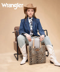 Wrangler Western Leopard Print Tote Bag Tan