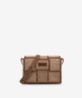 Wrangler Woven Tooled Grid Panel Flap Crossbody Bag Tan