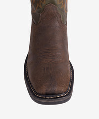 Men’s Vintage Brown Patchwork Embroidered Worker Boots