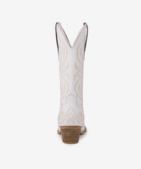 Women’s Ivory Bloom Embroidered Full-Grain Leather Boots