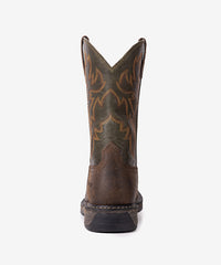 Men’s Vintage Brown Patchwork Embroidered Worker Boots