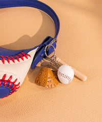 Mini Baseball Keychain with Wooden Bat