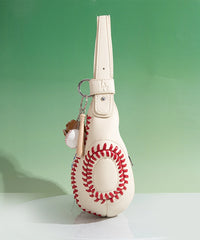 Mini Baseball Keychain with Wooden Bat