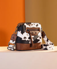 Wrangler Zippered Cow Print Crossbody Bag
