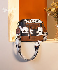 Wrangler Zippered Cow Print Crossbody Bag