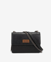 Wrangler Full-Grain Leather Flap Crossbody in black