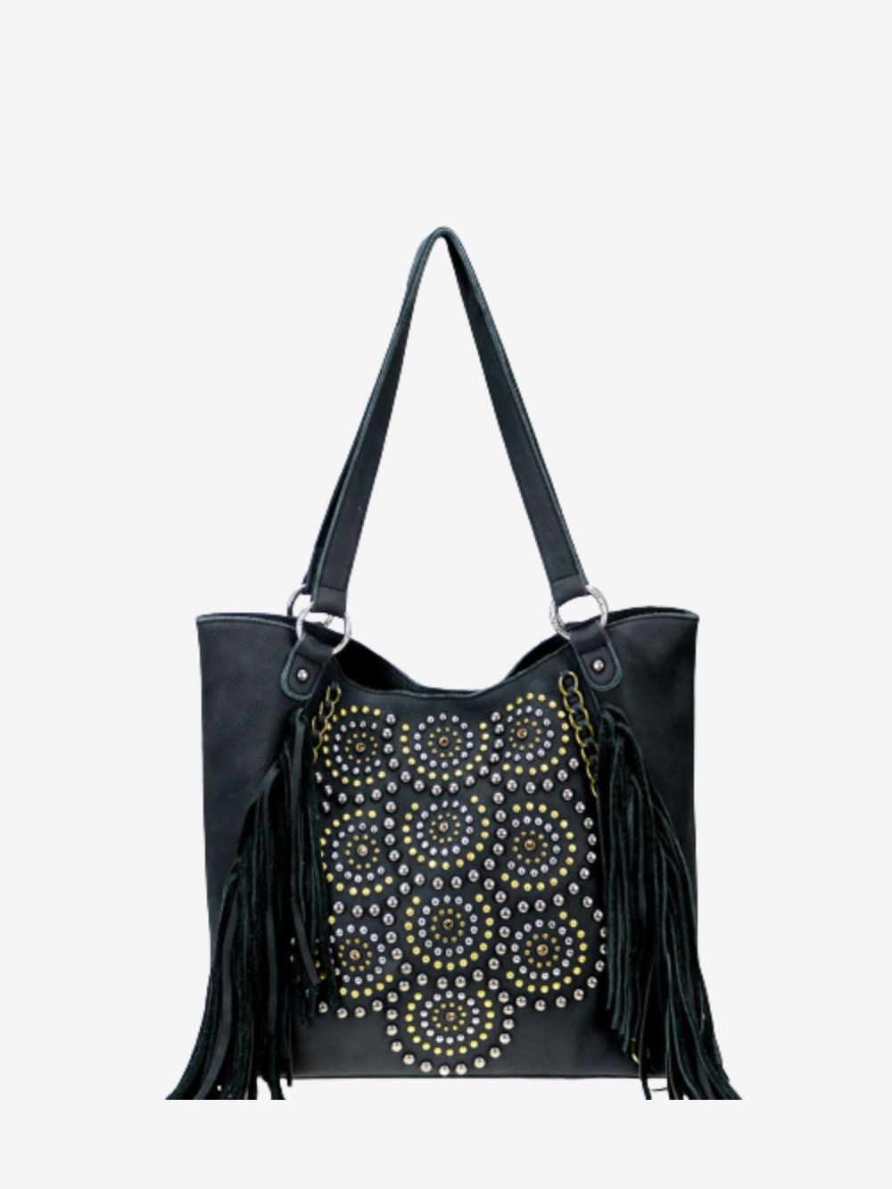 Embellished studded leather shoulder bag