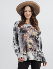 Delila Graphic Studded Tie Dye Long Sleeve Top - Montana West World