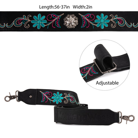 Montana West Western Black Embroidered Crossbody Strap - Montana West World