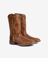 Men's Embroidered Wide Toe Cowboy Boots