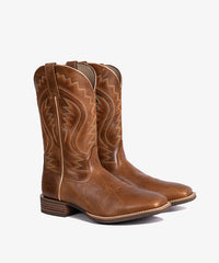 Men's Full Leather Square Toe Retro Western Boots
