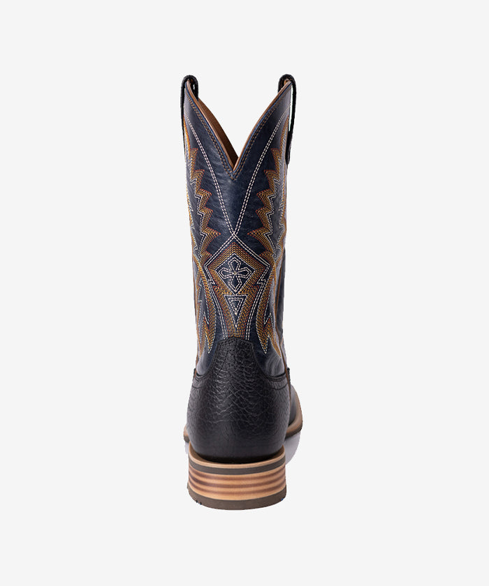 Men's Embroidered Wide Toe Western Boots