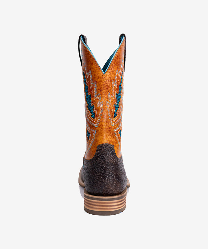 Men's Cracked Leather Embroidered Square Toe Western Boots