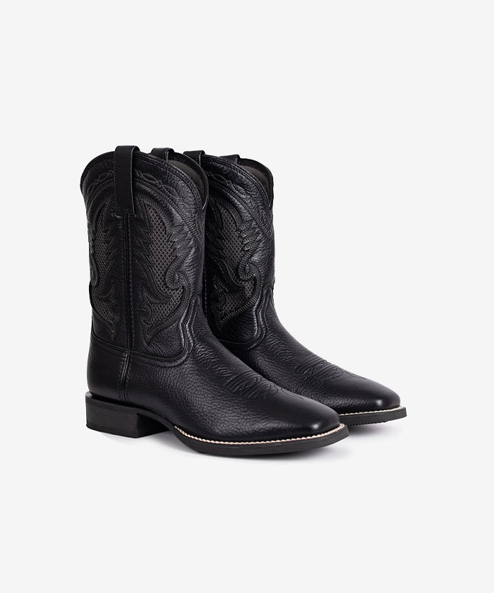 Men's Mesh Embroidered Square Toe Cowboy Boots