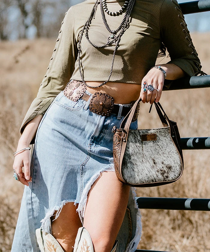 Wrangler Genuine Hair-On Cowhide Tote Bag