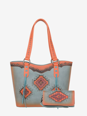 Montana West Cut-out Aztec Applique Concealed Carry Tote Set - Montana West World