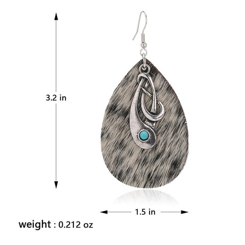 Rustic Couture's® Cowhide Leather Tear Drop Dangling Earring