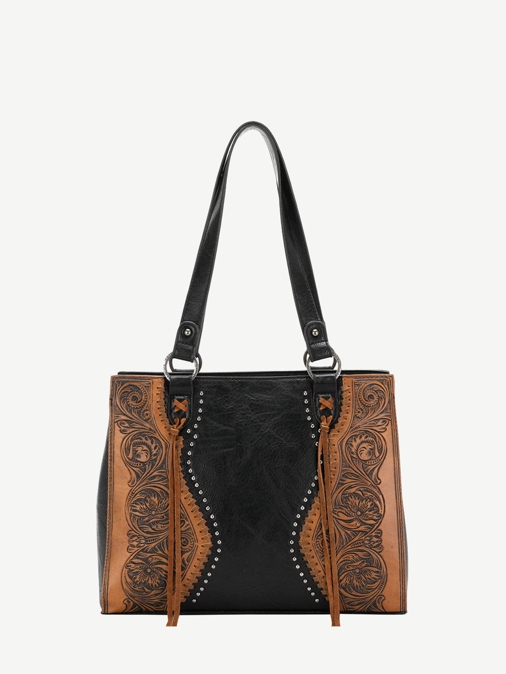 Trinity Ranch Floral Tooled Leather Tassel Concealed Carry Tote Collection - Montana West World