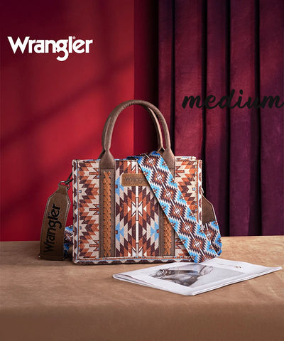 Wrangler Aztec Print Whipstitch Canvas Tote Bag Set