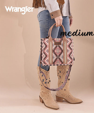 Wrangler Aztec Print Whipstitch Canvas Tote Bag Set