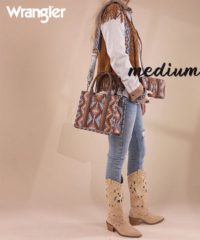 Wrangler Aztec Print Whipstitch Canvas Tote Bag Set