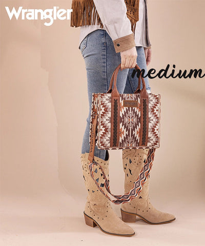 Wrangler Aztec Print Whipstitch Canvas Tote Bag Set