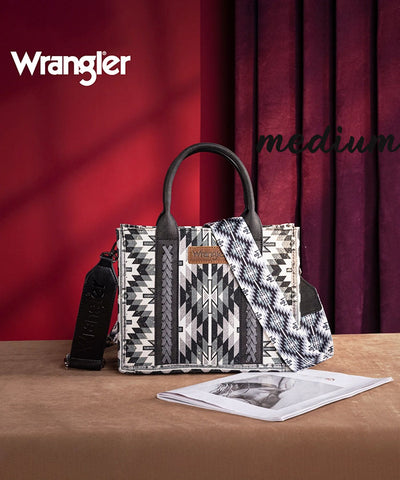 Wrangler Aztec Print Whipstitch Canvas Tote Bag Set