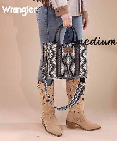 Wrangler Aztec Print Whipstitch Canvas Tote Bag Set