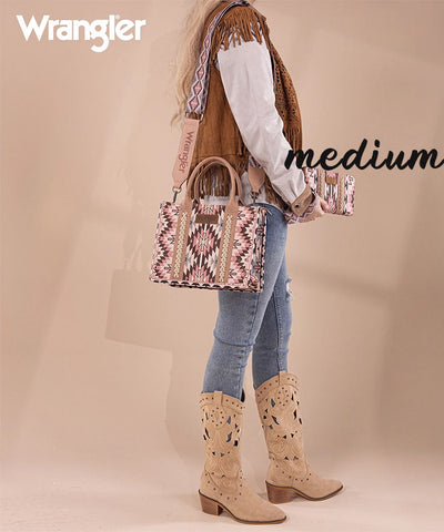 Wrangler Aztec Print Whipstitch Canvas Tote Bag Set