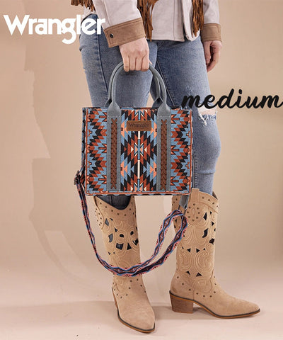 Wrangler Aztec Print Whipstitch Canvas Tote Bag Set