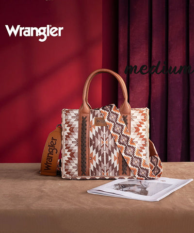 Wrangler Aztec Print Whipstitch Canvas Tote Bag Set