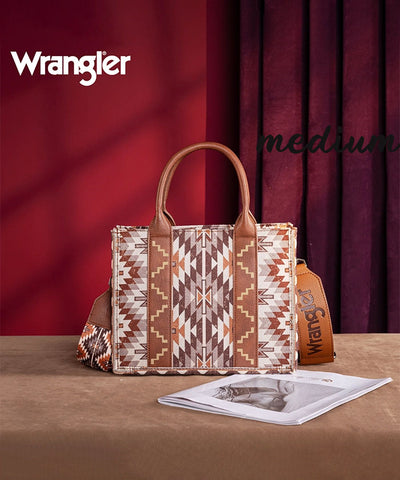 Wrangler Aztec Print Whipstitch Canvas Tote Bag Set