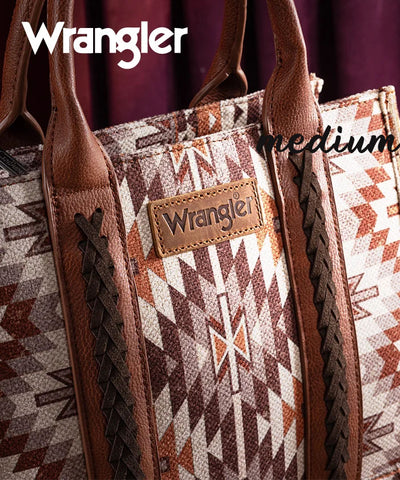 Wrangler Aztec Print Whipstitch Canvas Tote Bag Set