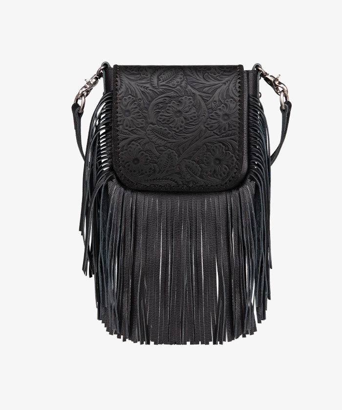 Montana West Genuine Leather Floral Fringe Crossbody - Montana West World