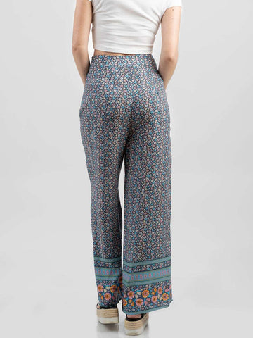 American Bling Women Floral Print Tie Waist Wide Leg Pants - Montana West World