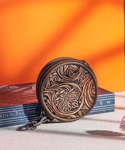 Wrangler_Floral_Tooled_Circular_Coin_Pouch_Coffee