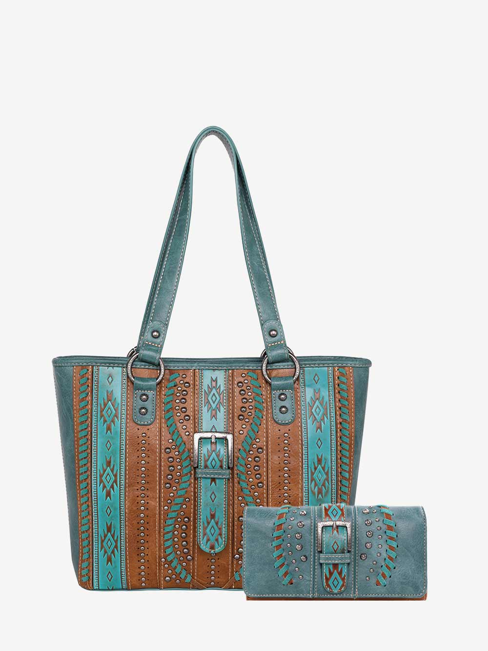 Montana West Embossed Aztec Buckle Concealed Carry Tote - Montana West World
