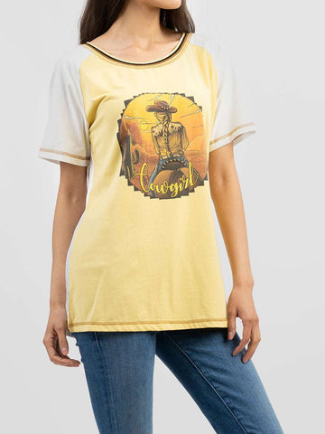 Delila Women Cowgirl Graphic Round Neck Short Sleeve Tee - Montana West World