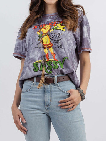 American Bling Women's Tie Dye “Sweet Sassy” Cowgirl Oversized Tee - Montana West World